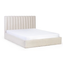 łóżko vertical 140×200 cm ze stelażem metalowym i pojemnikiem, jasnobeżowe, boucle