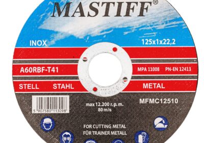 tarcza do cięcia metalu stali 125×1,0x22.23mm zestaw 5 sztuk mastiff – tooles.pl