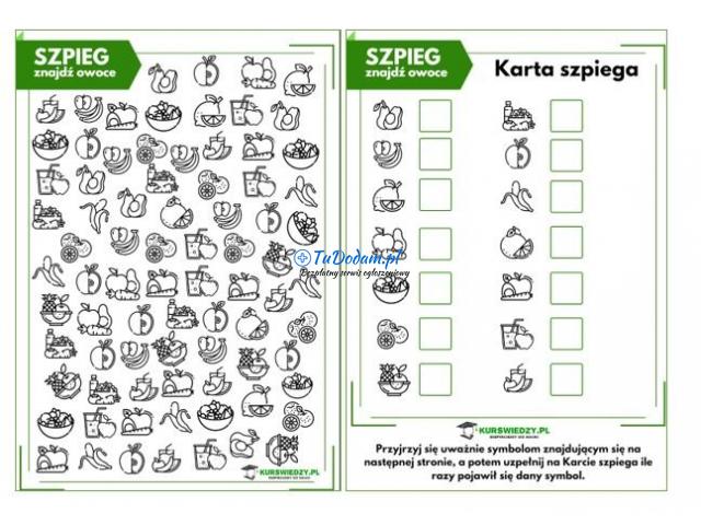 Szpieg: Znajdź owoce – Zestaw do samodzielnego wydrukowania