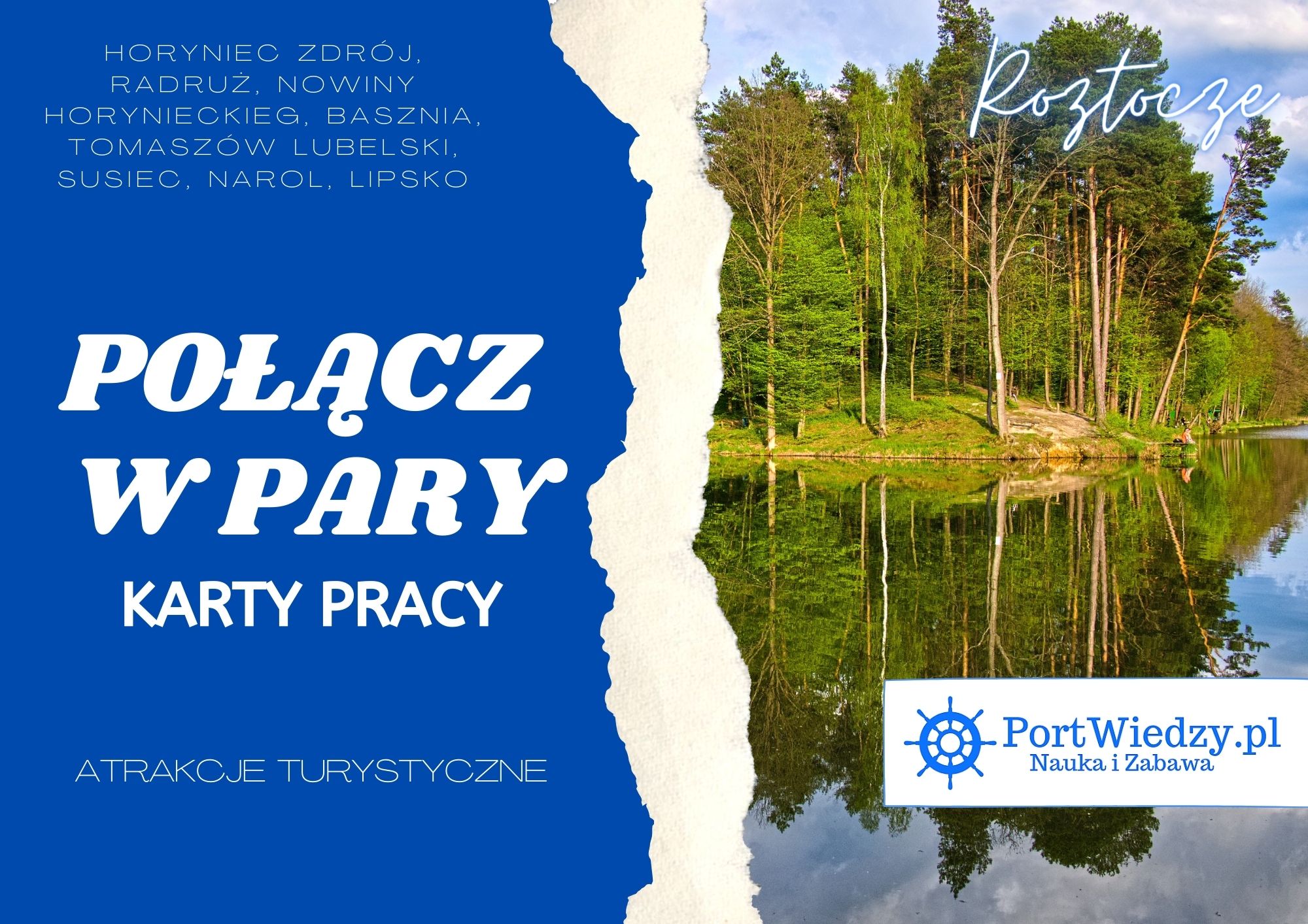 Roztocze. Atrakcje turystyczne – Połącz w pary. Karty pracy