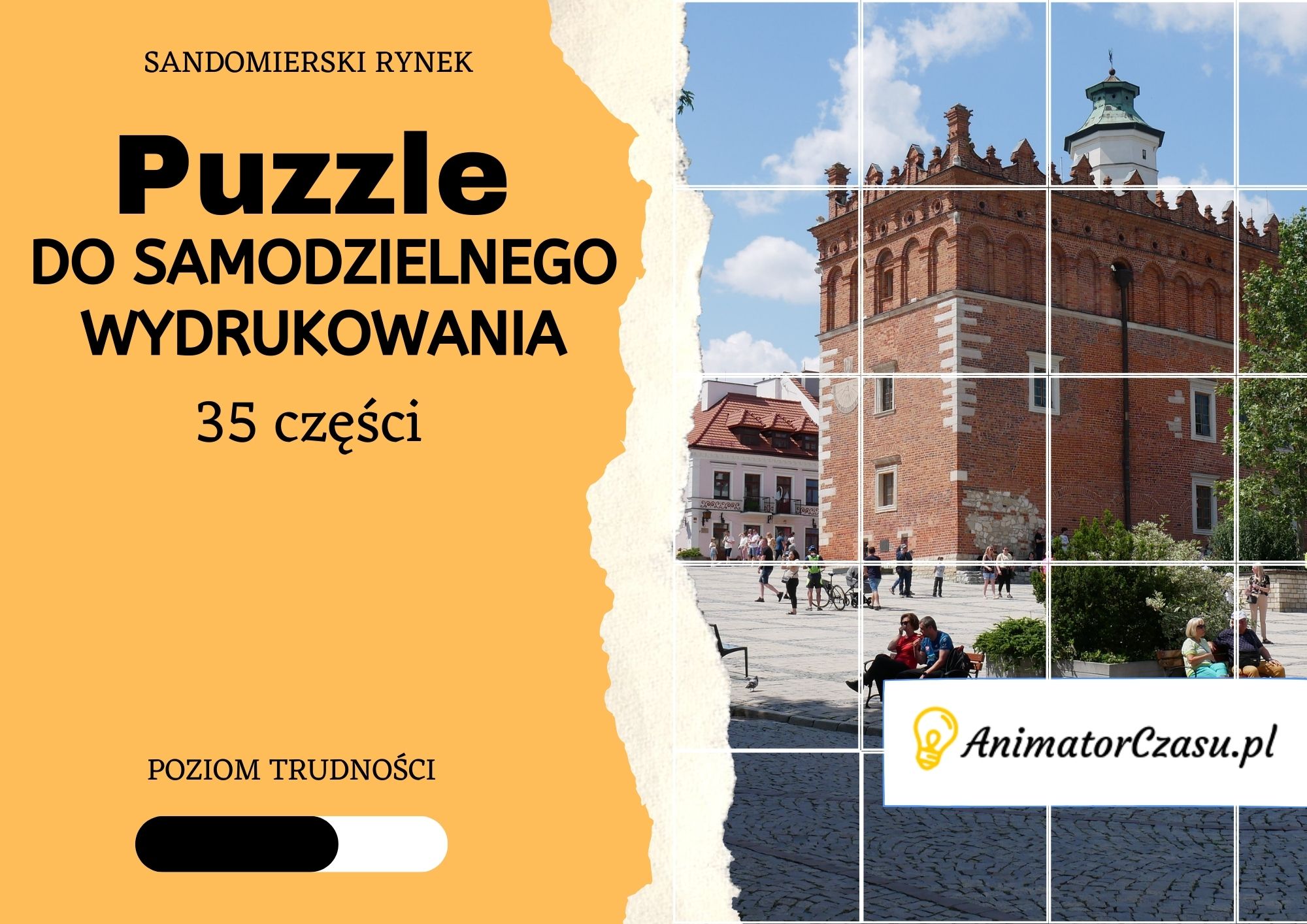 Sandomierski rynek – Puzzle do wydruku