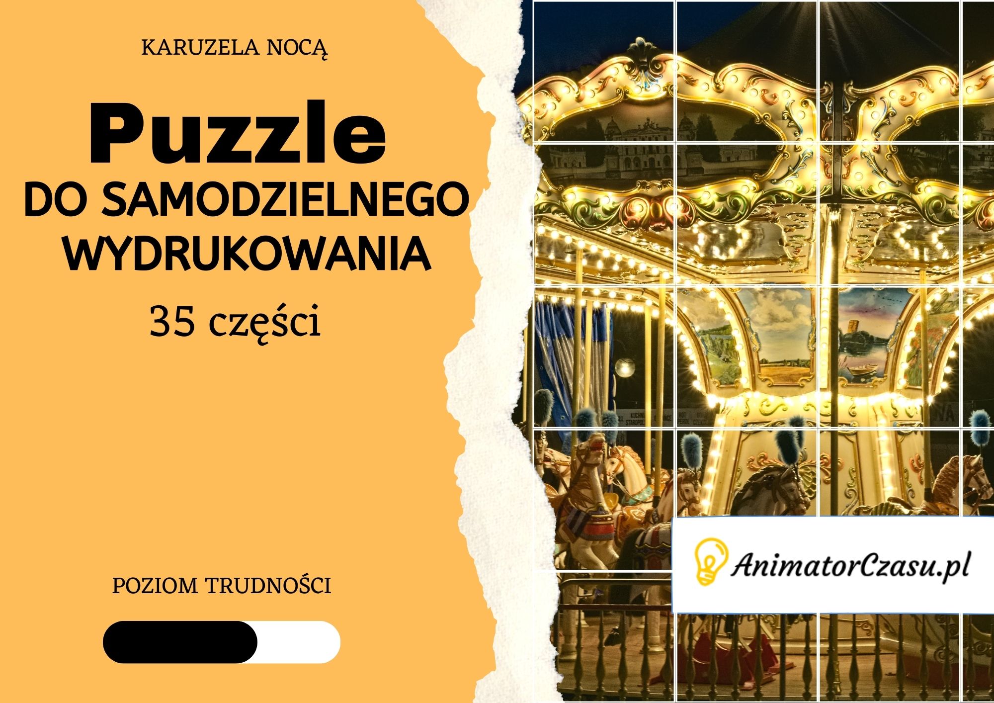 Karuzela nocą – Puzzle do wydruku