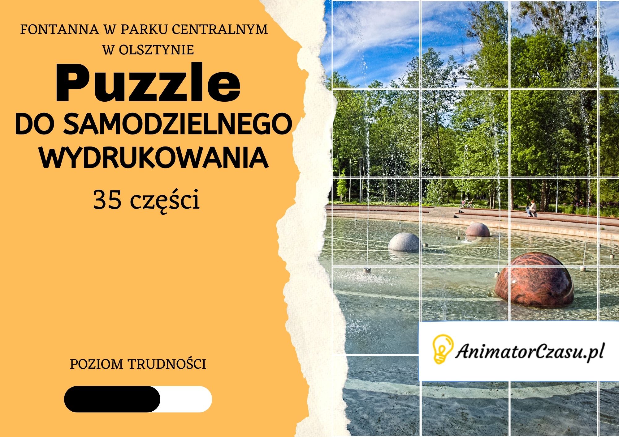Fontanna w Parku Centralnym w Olsztynie – Puzzle do wydruku
