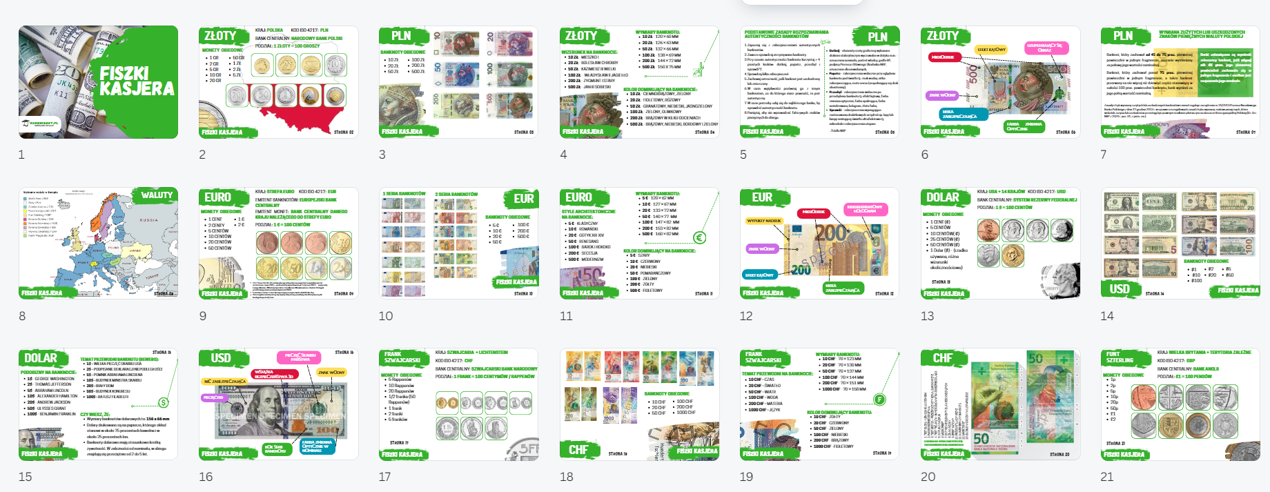 Fiszki kasjera do samodzielnego wydrukowania