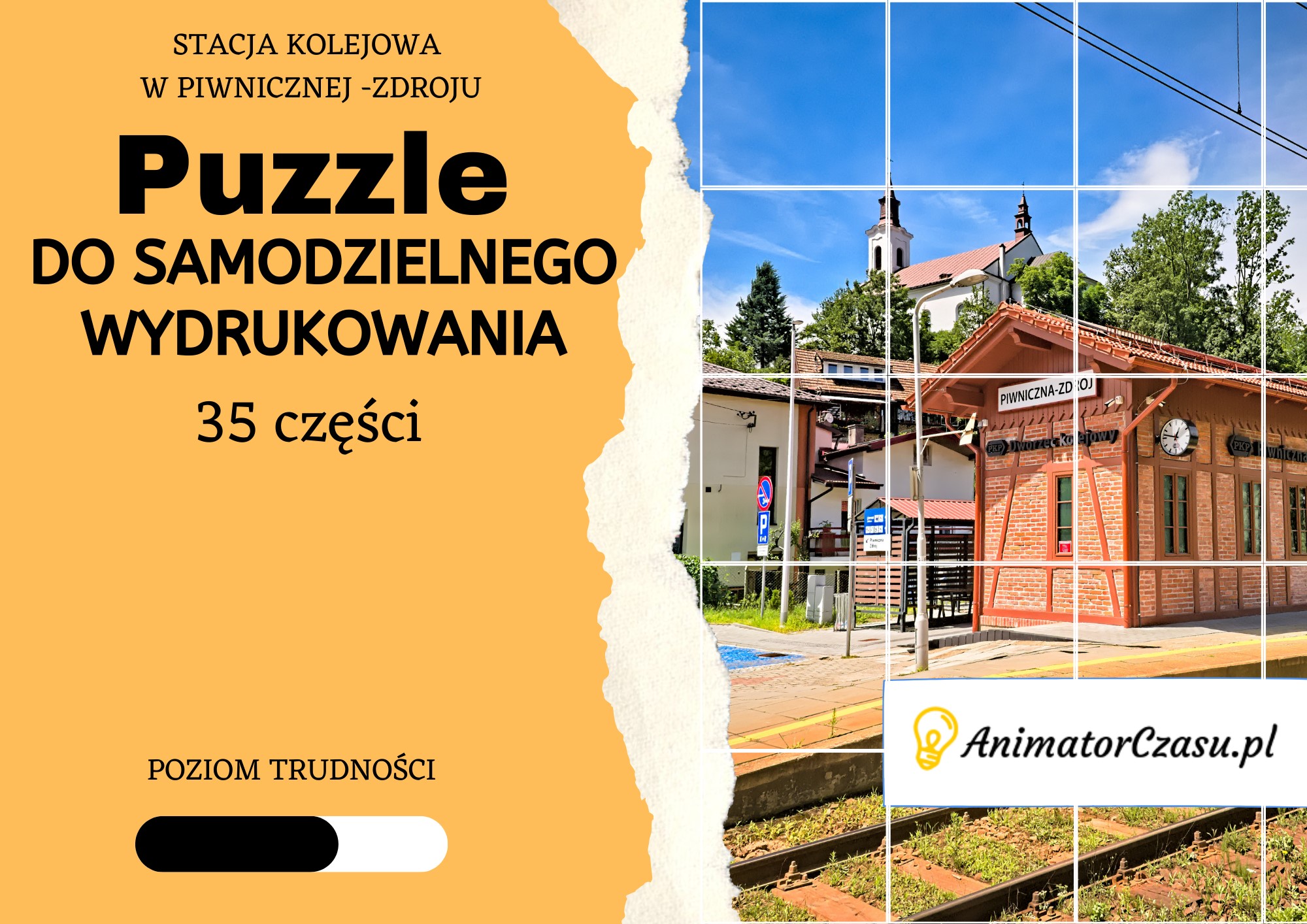 Stacja kolejowa w Piwnicznej – Zdroju – Puzzle do wydruku