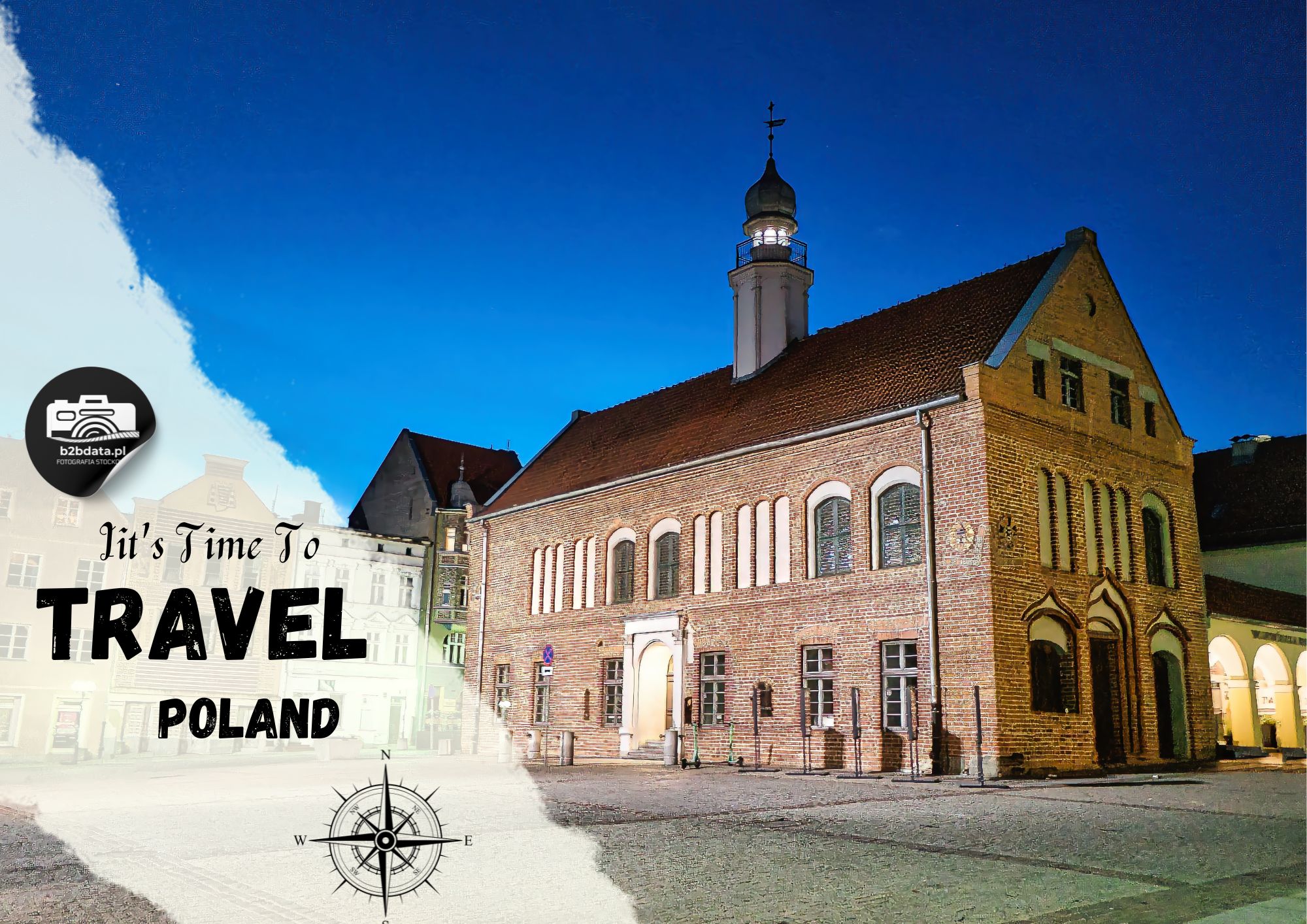 Ratusz Staromiejski w Olsztynie nocą – Plakat do samodzielnego wydrukowania