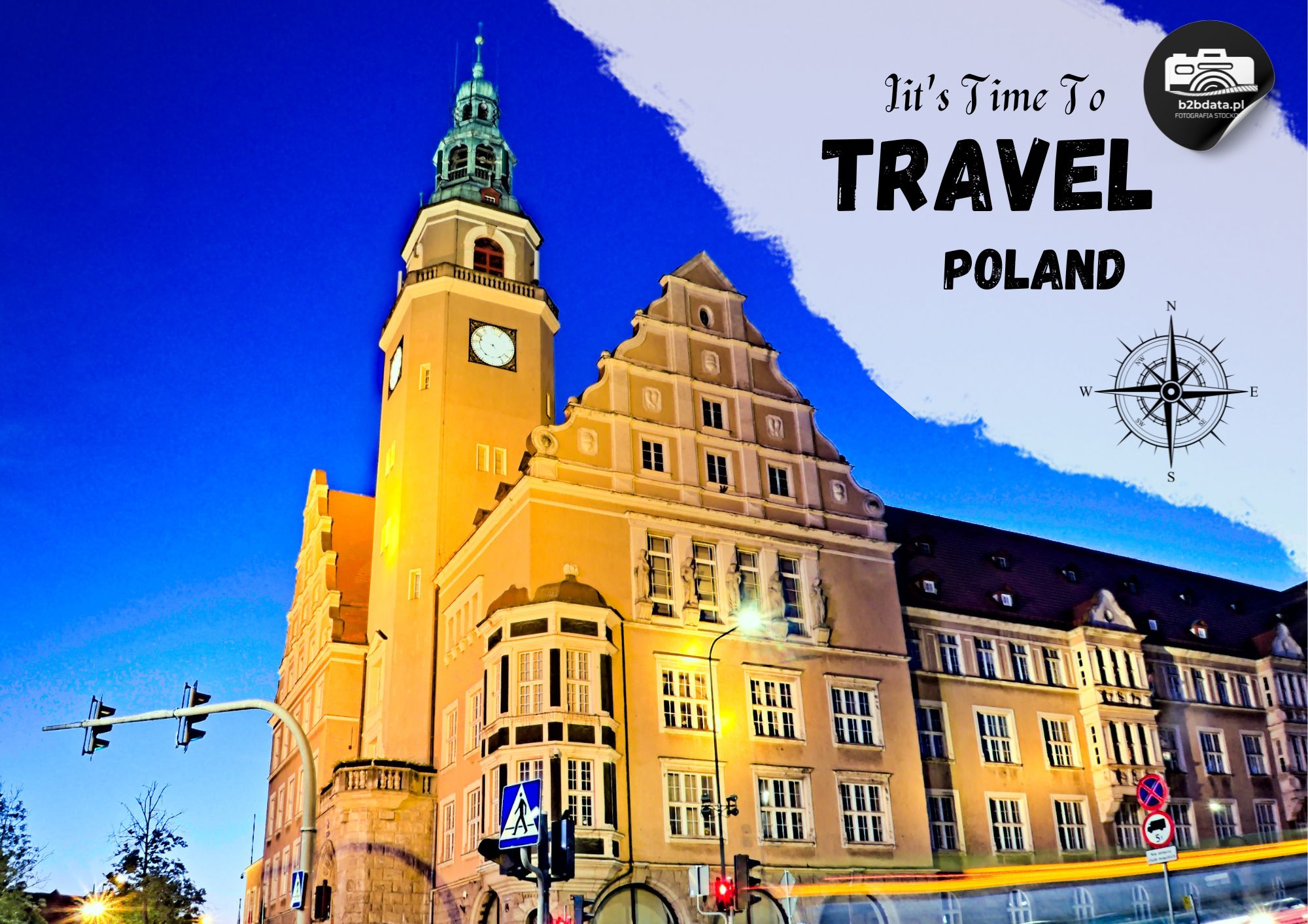 Nowy Ratusz w Olsztynie nocą – Plakat do samodzielnego wydrukowania