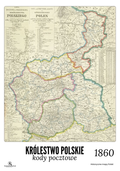Królestwo Polskie. Kody Pocztowe. 1860 – Plakat do samodzielnego wydrukowania