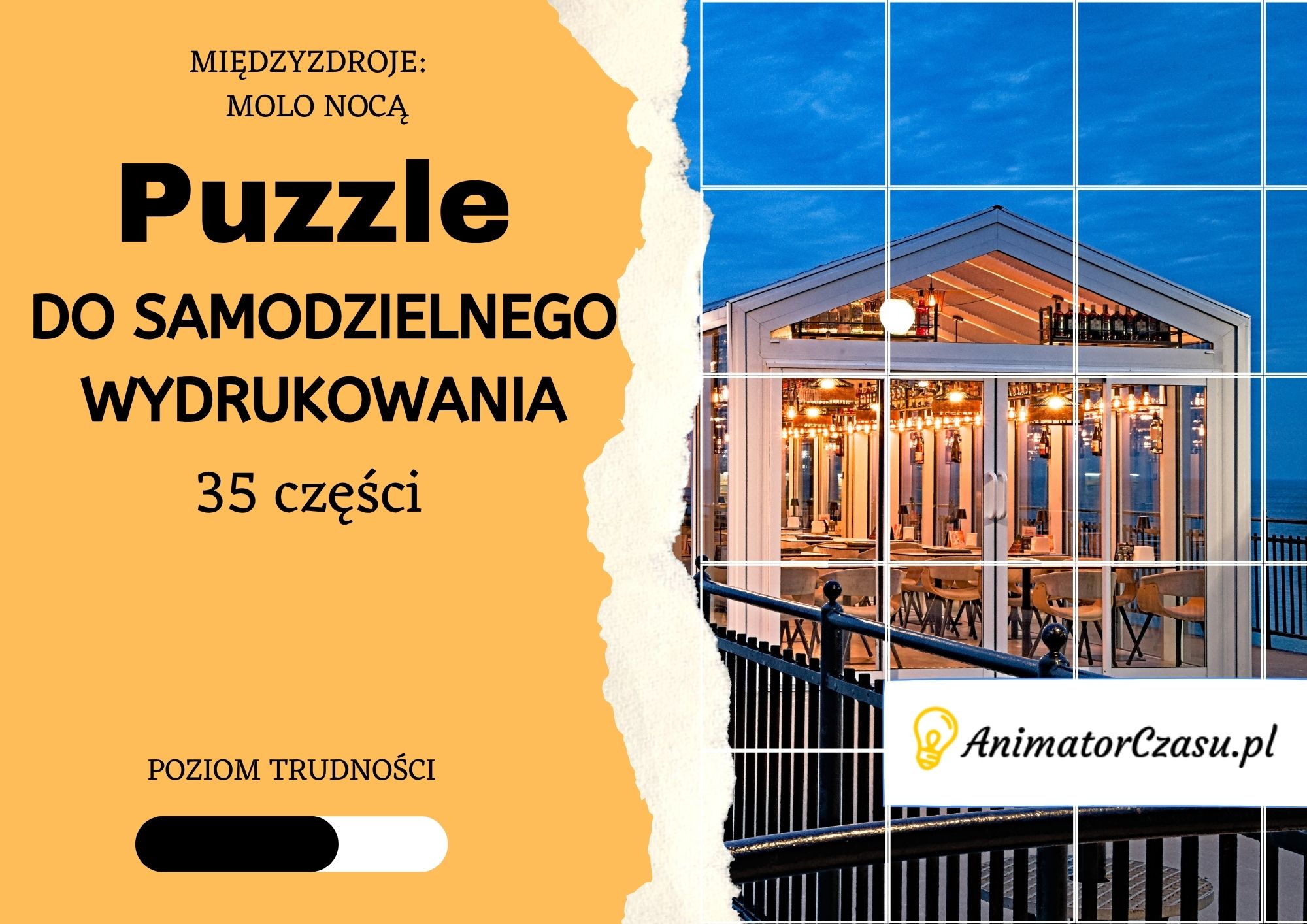 Międzyzdroje: Molo nocą – Puzzle do wydruku